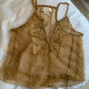 Gold Sheer Mesh Tank - Staring At Stars